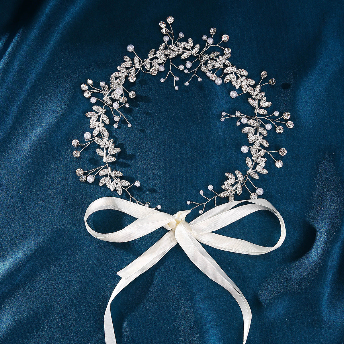 Explosive white handmade Crystal Tiara Bridal garland Hair accessories Pearl headband Headpieces  692378900508