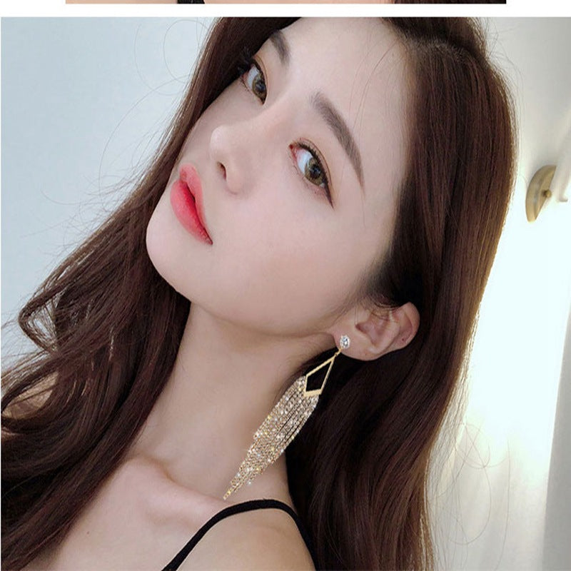 Exaggerated long tassel earrings Fashion geometric drop earrings 731620746741