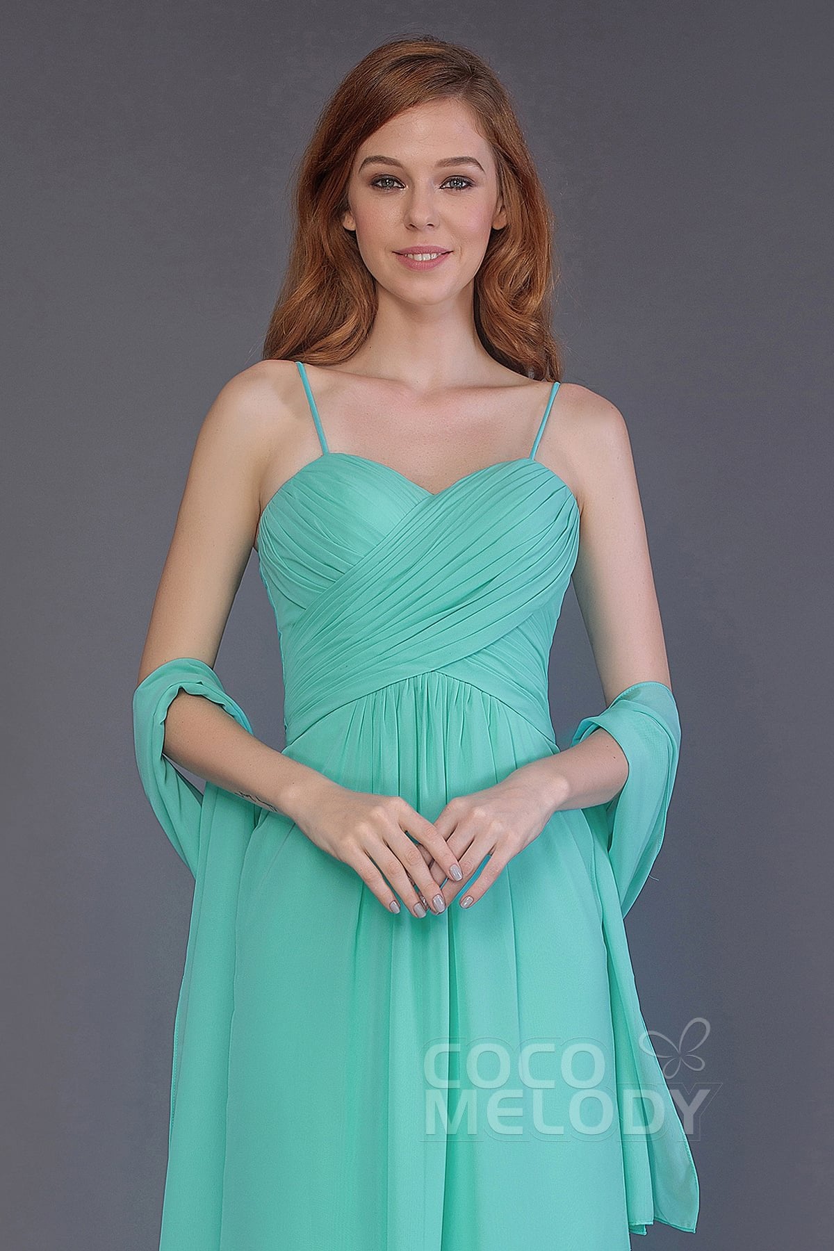 COCOMELODY Sheath-Column Floor Length Chiffon Bridesmaid Dress PR3544 