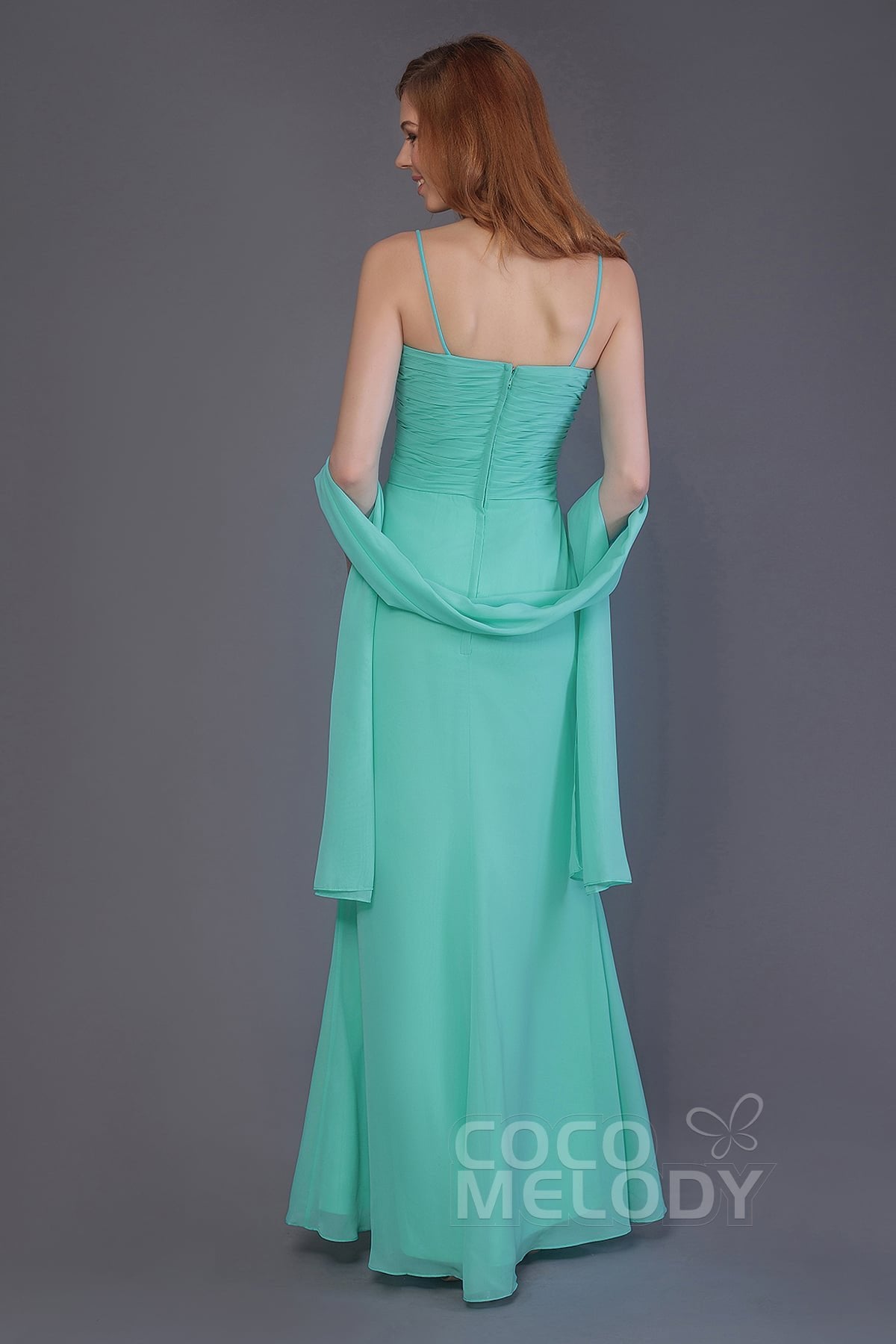 COCOMELODY Sheath-Column Floor Length Chiffon Bridesmaid Dress PR3544 