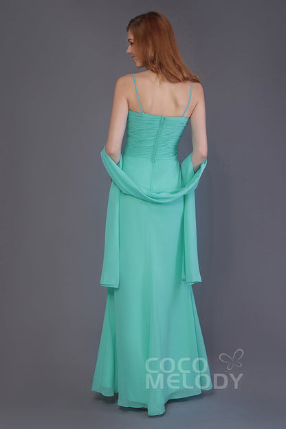 COCOMELODY Sheath-Column Floor Length Chiffon Bridesmaid Dress PR3544 