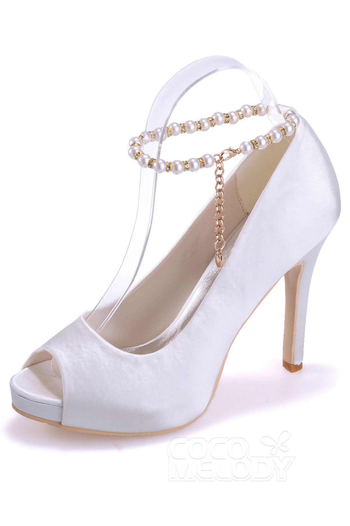 COCOMELODY High Heel 11cm Heel Satin Peep Toe Bridal Shoes SWS16006 