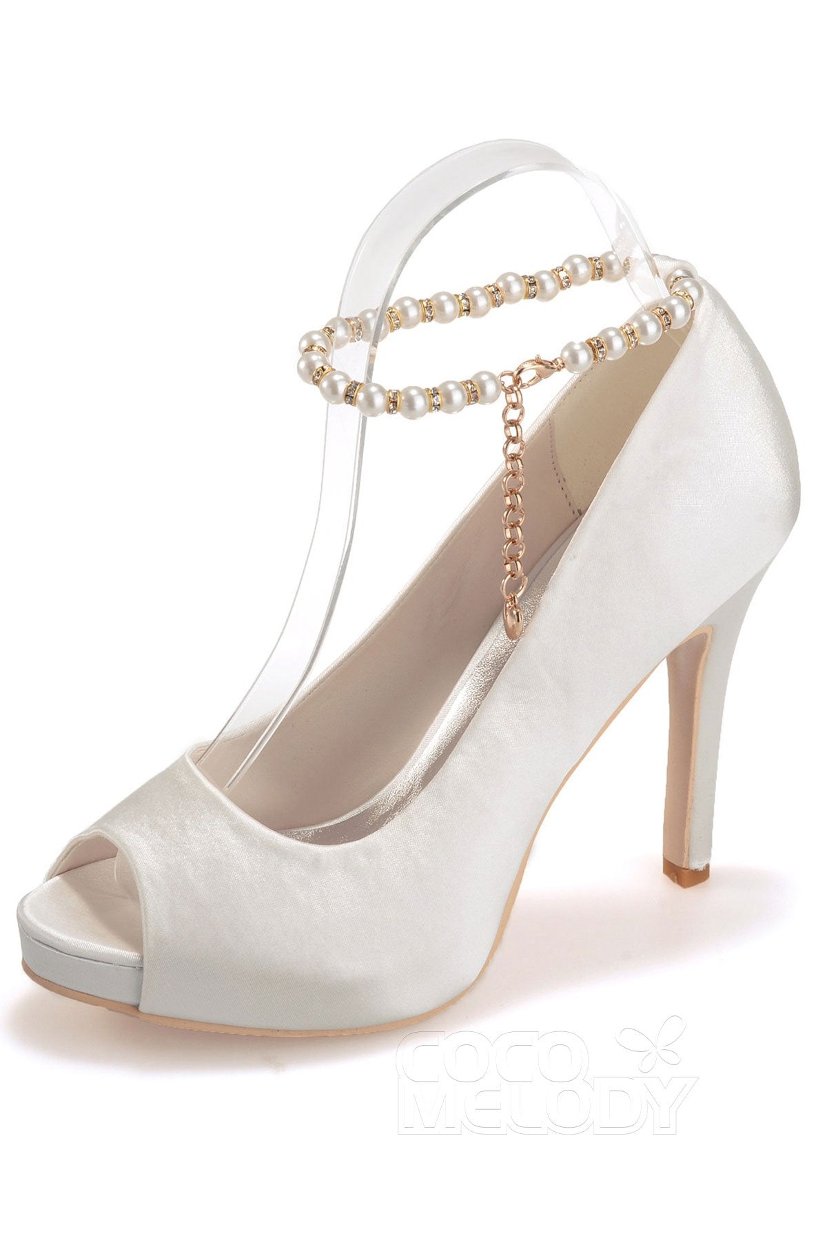 Platform Satin Peep Toe Bridal Shoes SWS16006 COCOMELODY