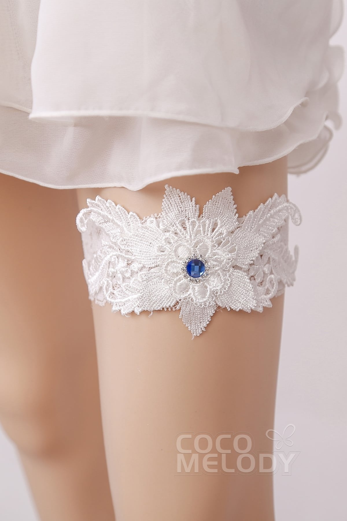 COCOMELODY Lace Wedding Garter with Diamond WD17002 