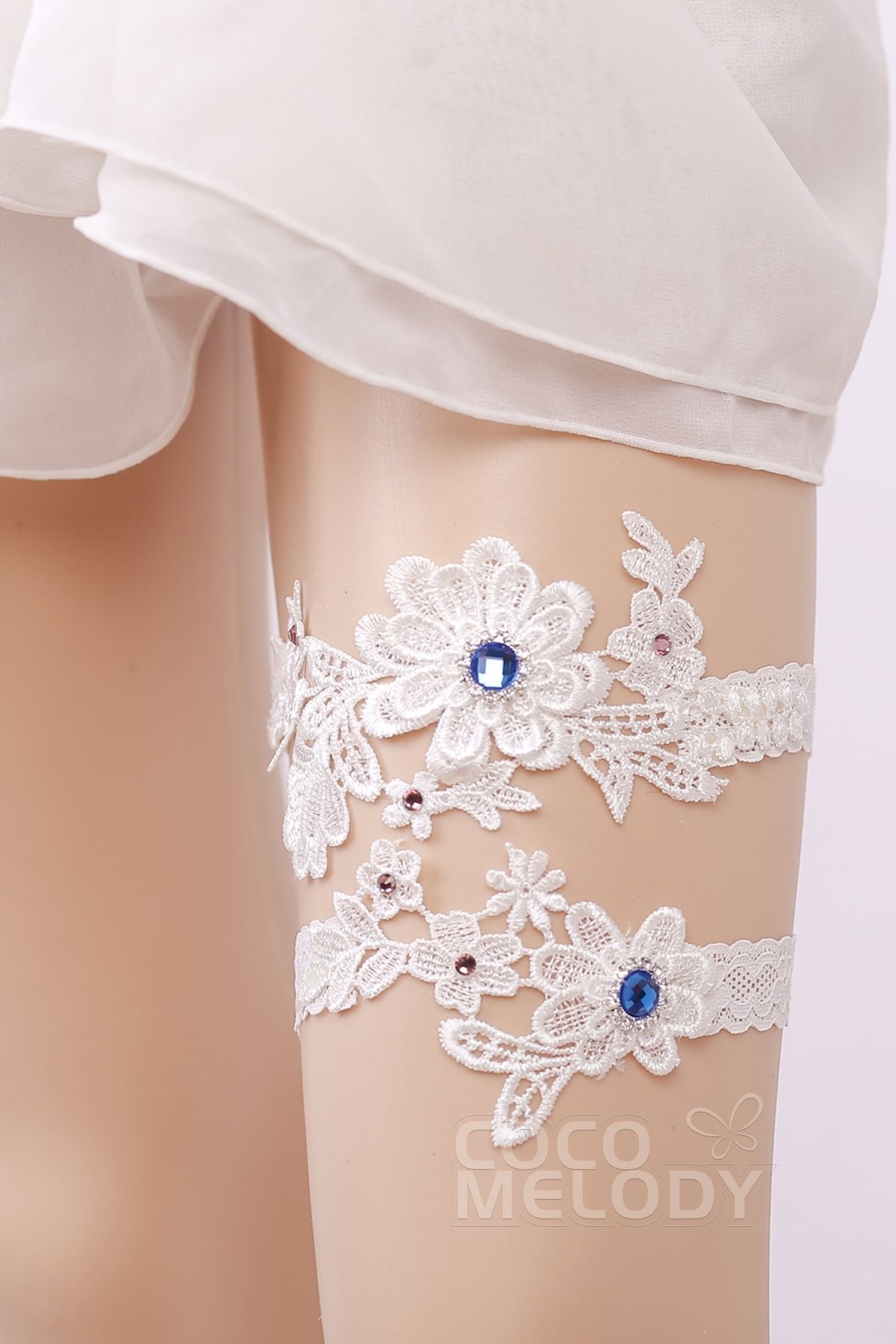 COCOMELODY Lace Wedding Garter with Diamond WD17015 