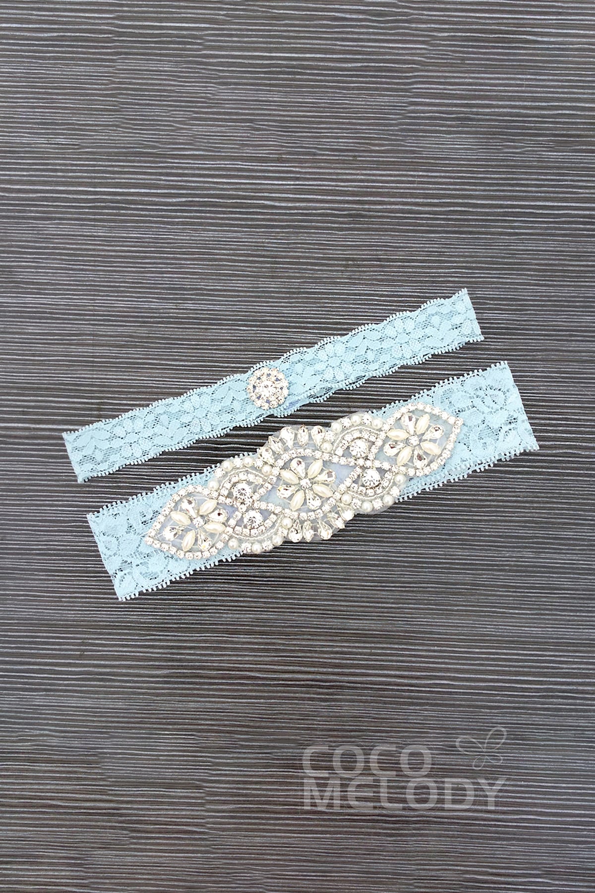 COCOMELODY Lace Wedding Garter with Diamond and Pearls WD17019 