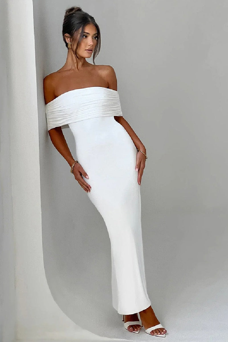 Strapless dress Backless solid color sexy fashion slim dress 799507975284