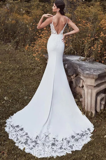 Trumpet-Mermaid Court Train Elastic Cloth Wedding Dress 866685814257