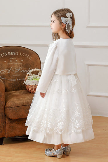 A-Line/two-piece Scoop Neck Long Sleeve Lace Flower Girl Dresses 785738686737