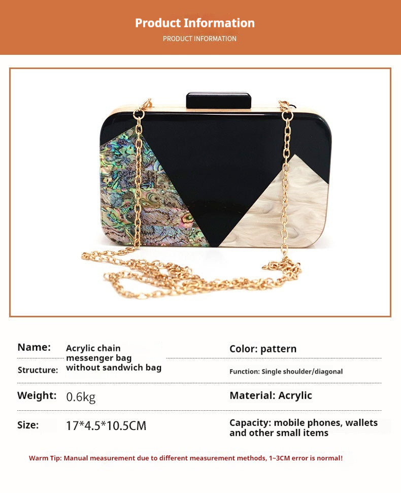 Vintage patchwork acrylic fashion chain bag personality single shoulder crossbody bag 633463139276