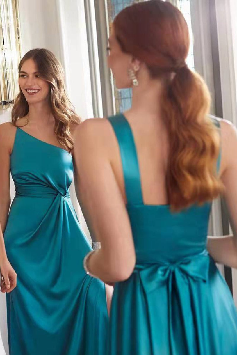 A-Line Maxi Luxuriant Satin Bridesmaid Dress 671430506147