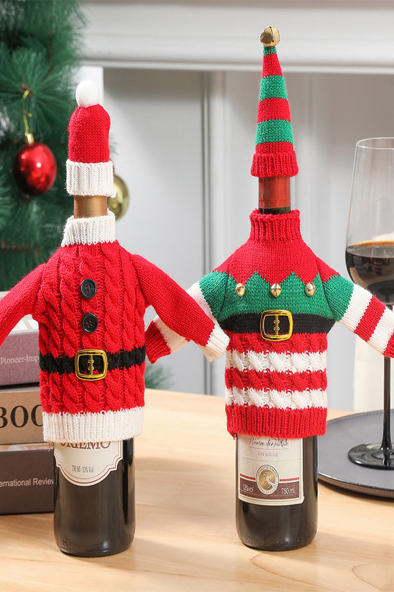 Christmas decorations wine knit bottle set holiday scene layout  768517703785