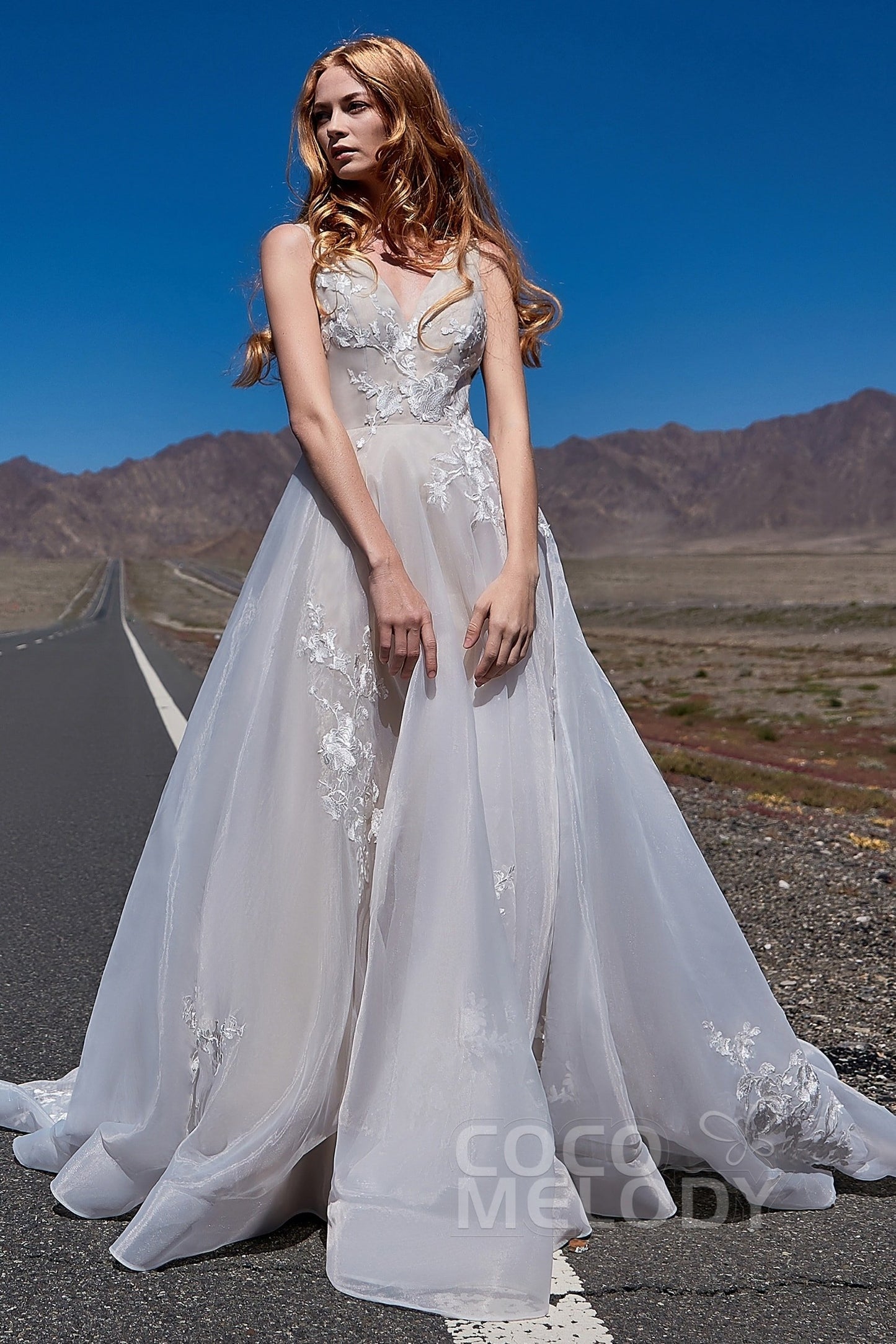 A-Line Court Train Organza and Tulle Wedding Dress LD5862