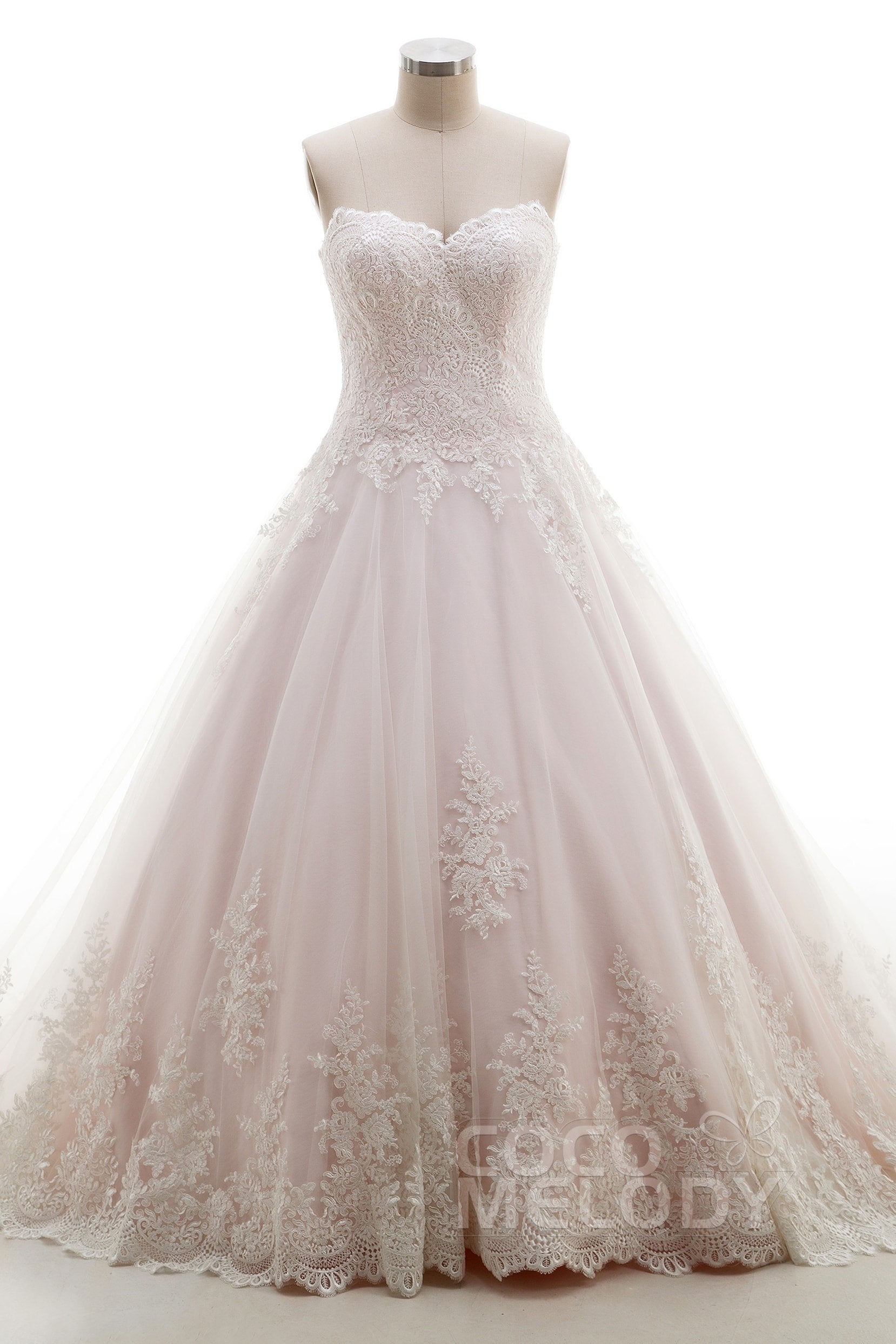 COCOMELODY A-Line Sweep-Brush Train Tulle Lace Wedding Dress B14A0052 