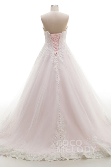 COCOMELODY A-Line Sweep-Brush Train Tulle Lace Wedding Dress B14A0052 