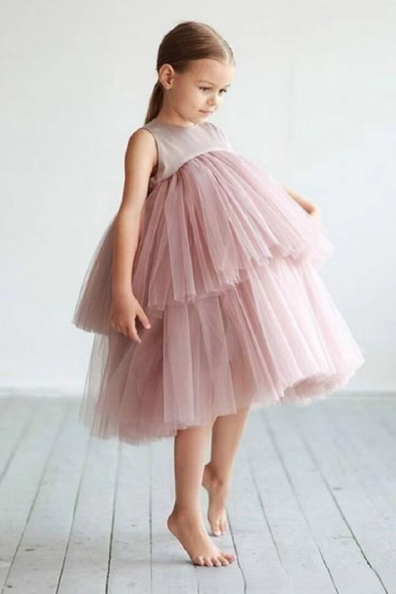 Ball Gown Scoop Neck Sleeveless Mini Tulle Flower Girl Dresses 606456801196