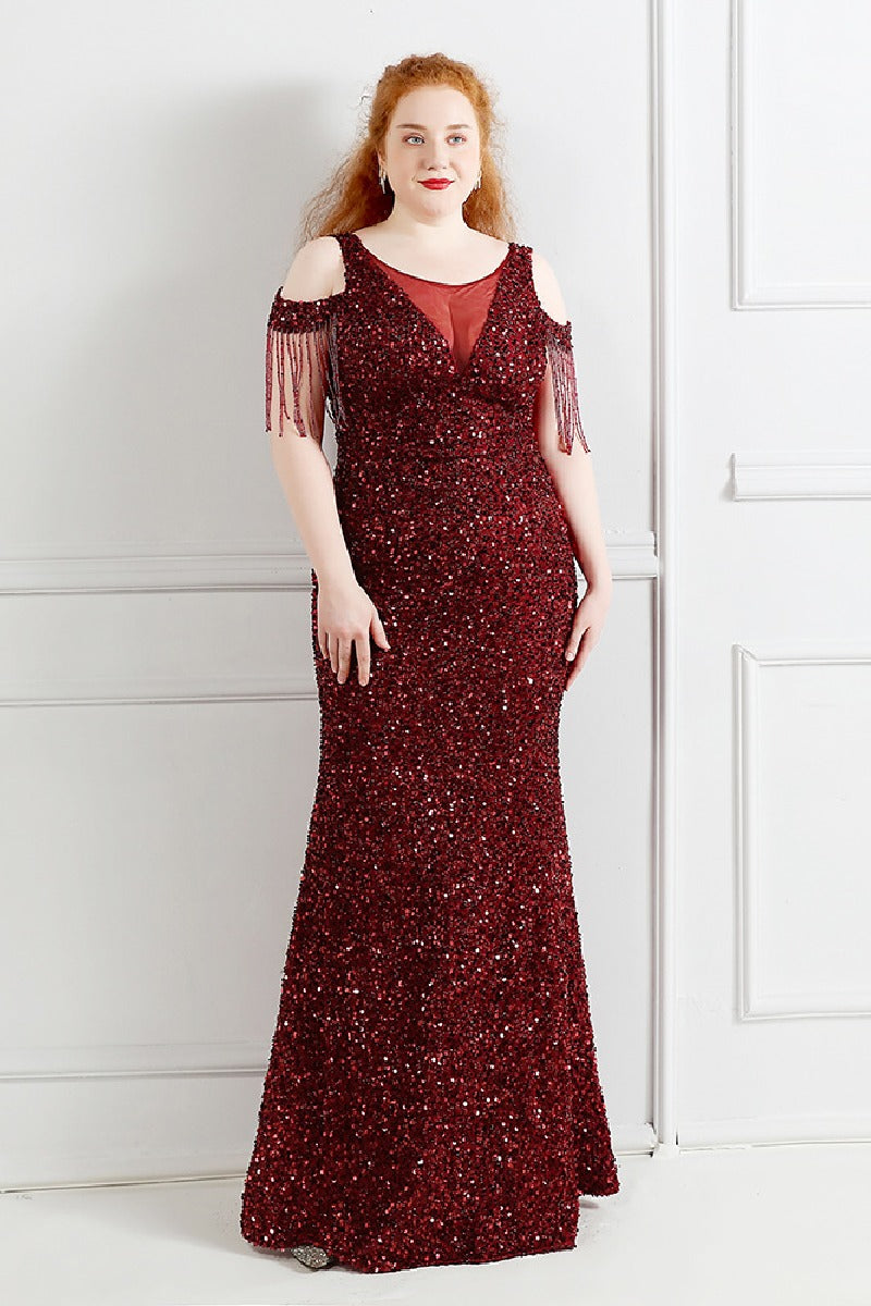 Sheath-column floor length sequined dress 647192266545