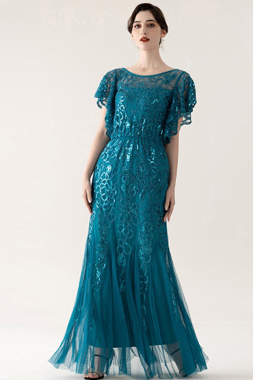 Sheath-Column Floor Length Sequined Lace&Tulle Dress 837006457646