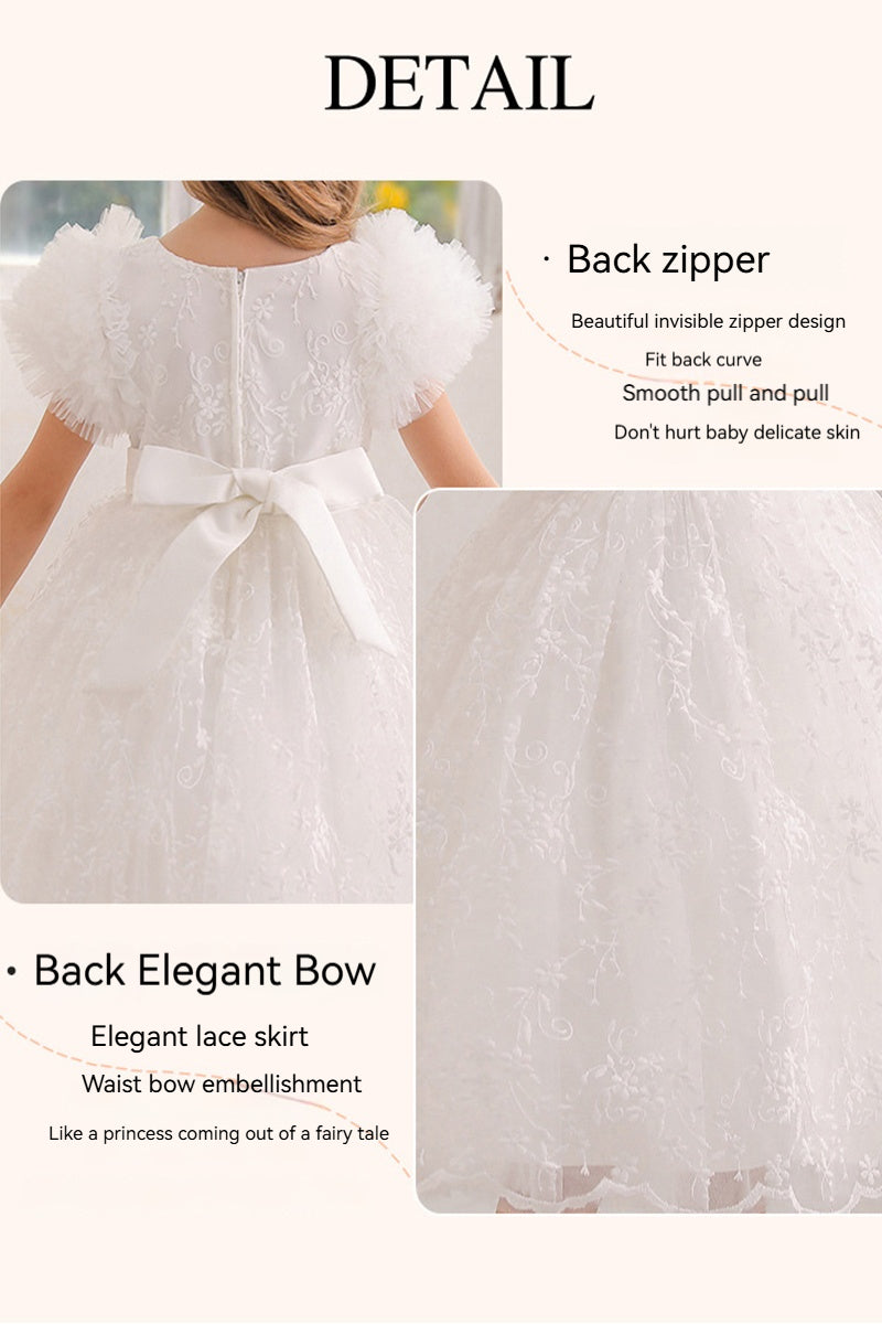 A-line/Princess Scoop Neck Knee-Length Lace   Flower Girl Dress With Bowknot 769937282891