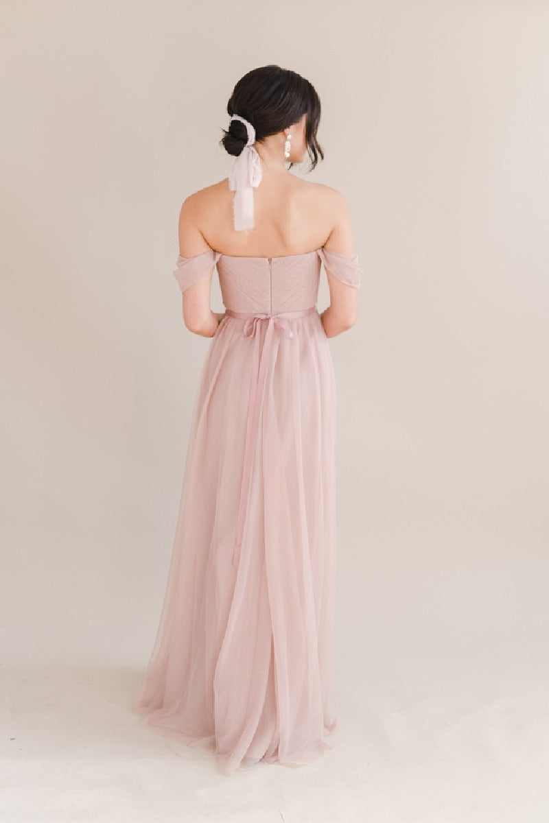 A-Line Maxi Tulle Bridesmaid Dress 775779850239