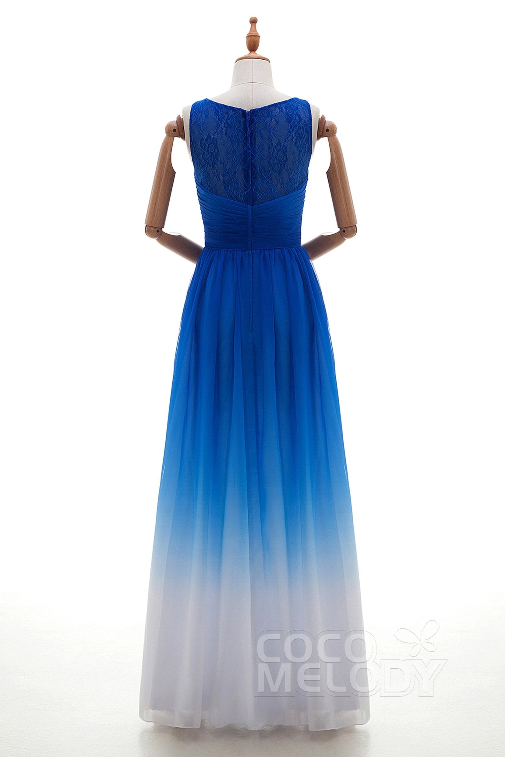 COCOMELODY Sheath Floor Length Chiffon Lace Bridesmaid Dress Formal Dresses BD160002 