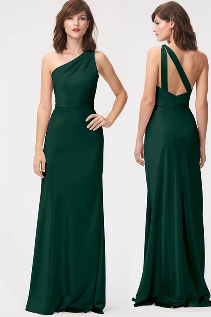 A-Line Maxi Elastic Silk like Satin  Bridesmaid Dress 818333919710