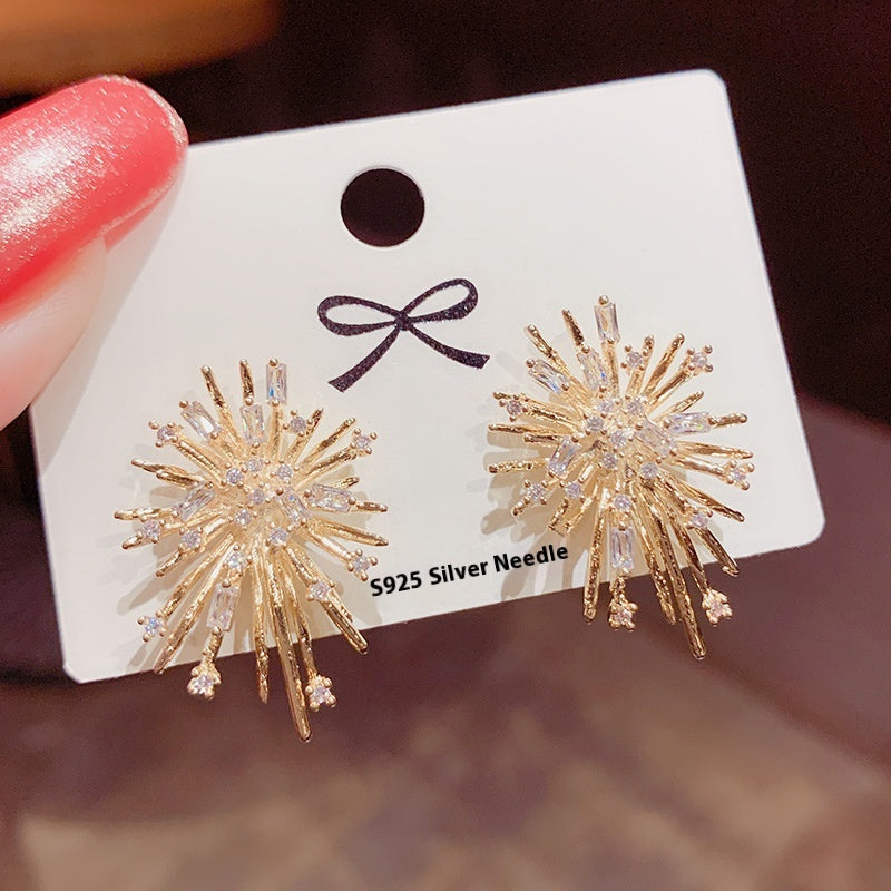 Zircon Fireworks Earrings Electroplated Exquisite Earrings 629289761561