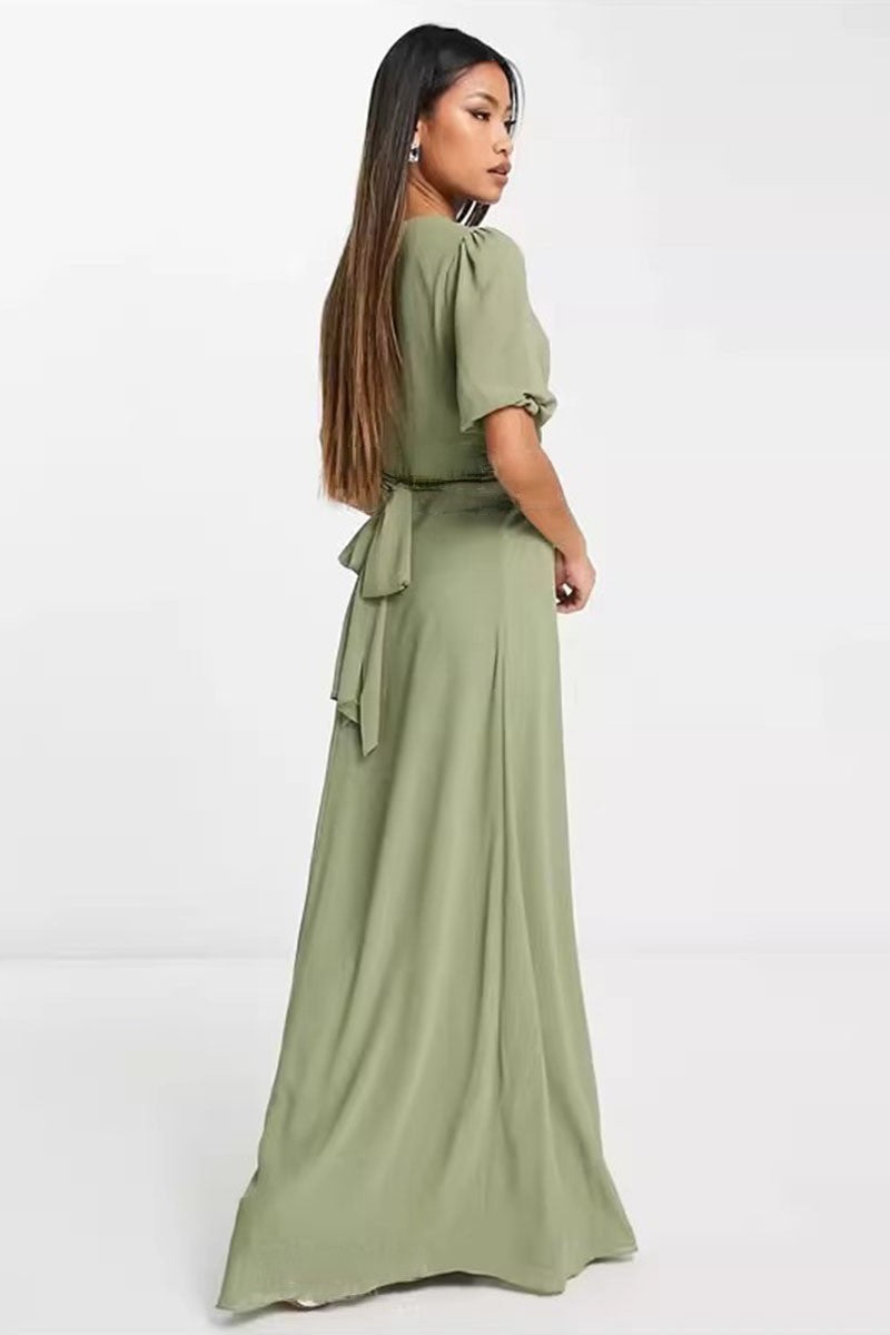 A-Line Maxi Chiffon Bridesmaid Dress 837521191592