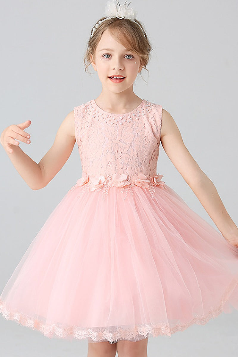 Ball-Gown Scoop Neck Sleeveless Mini Tulle Flower Girl Dresses 729126795007