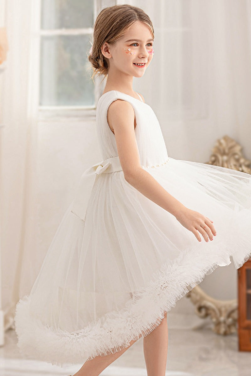 Ball-Gown One Shoulder Tulle High-Low Flower Girl Dresses 797125420828