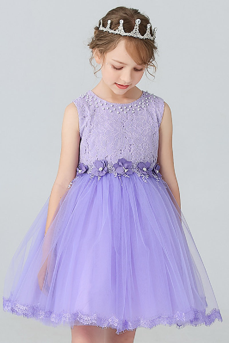 Ball-Gown Scoop Neck Sleeveless Mini Tulle Flower Girl Dresses 729126795007