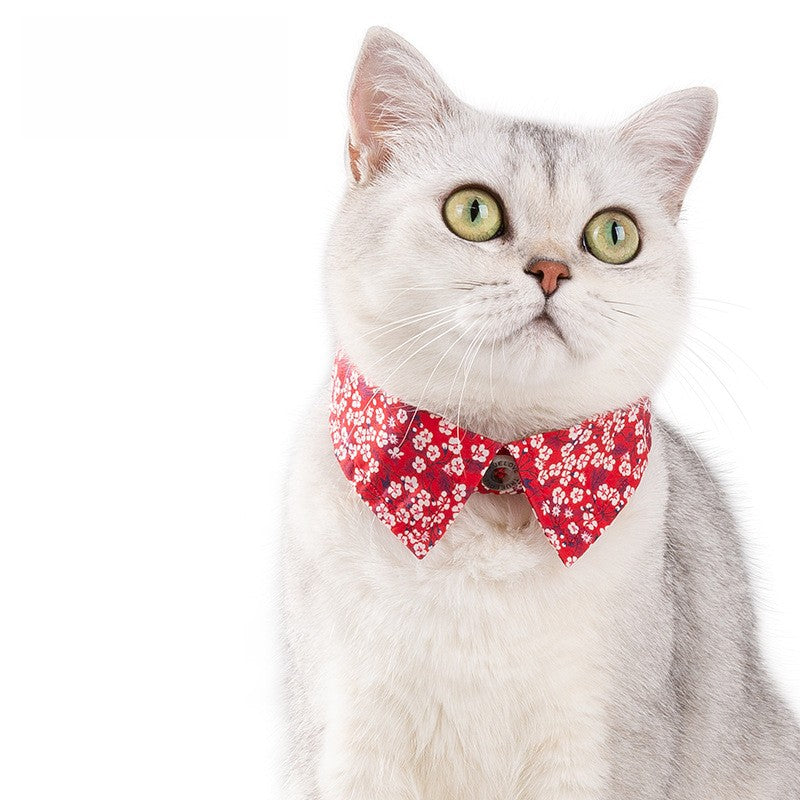 Pet cat floral bow tie collar cotton soft three-speed adjustable buckle 705224552519