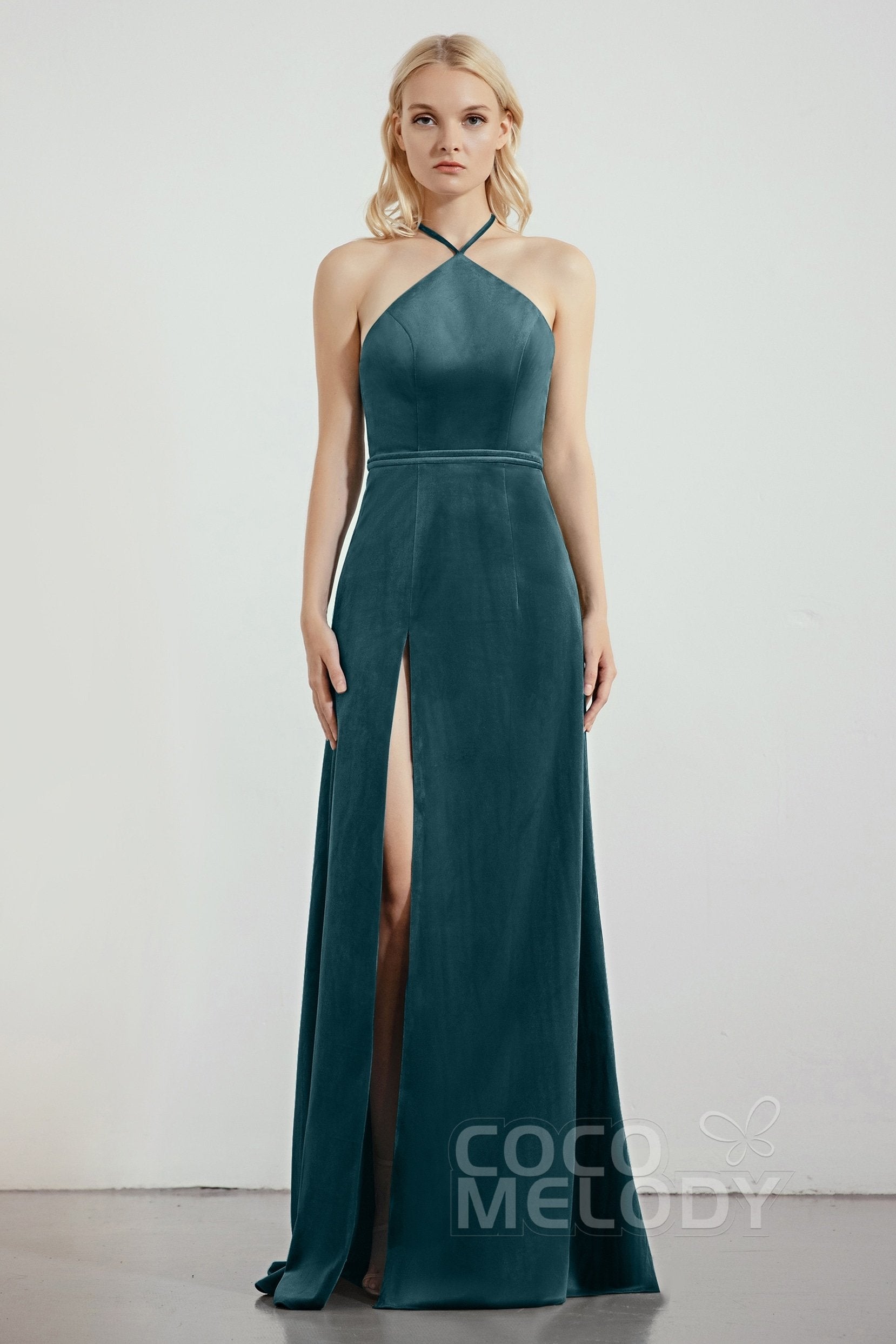 Sheath Sweep-Brush Train Velvet Bridesmaid Dress popular