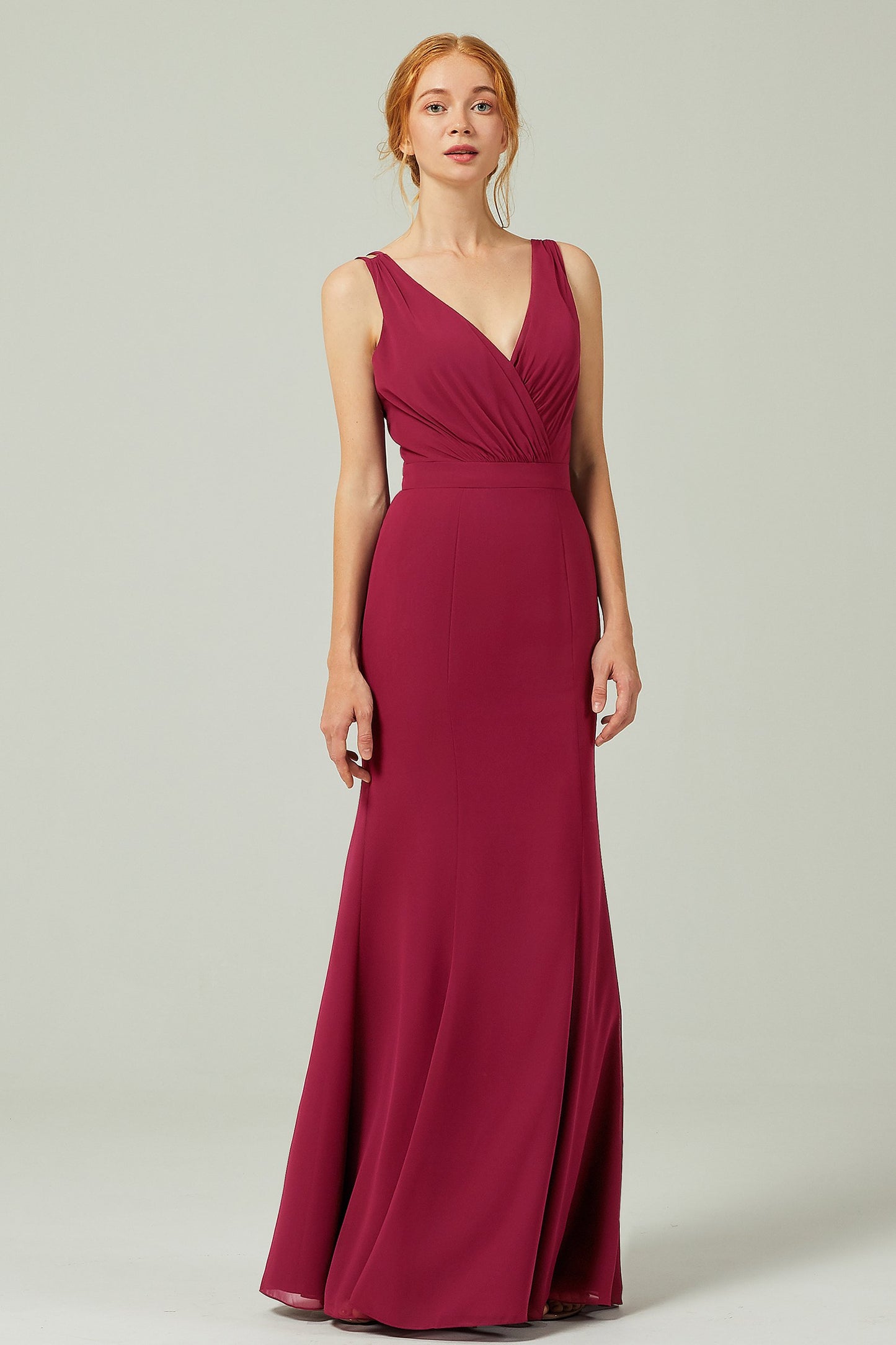 Sheath-Column Floor Length Chiffon Bridesmaid Dress CB0291