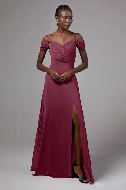 A-Line Floor Length Chiffon Bridesmaid Dress Formal Dresses CB0412