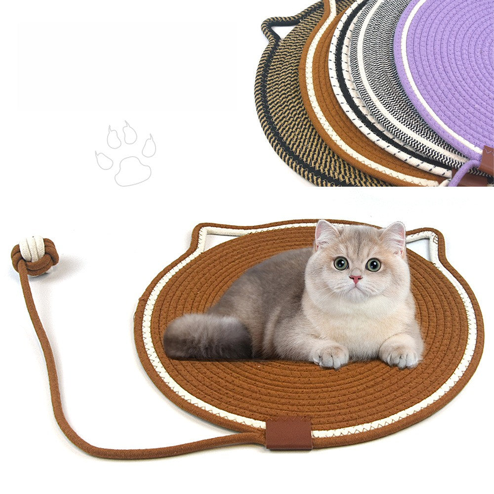 Woven cotton string cat scratch mat self hi ball one washable claw sharpener pet supplies 790272554865