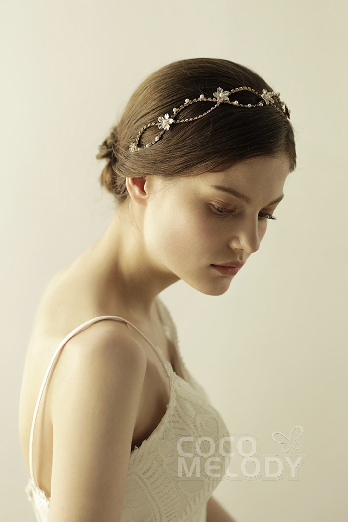 Alloy Headbands with Imitation Pearl and Rhinestone CH0309