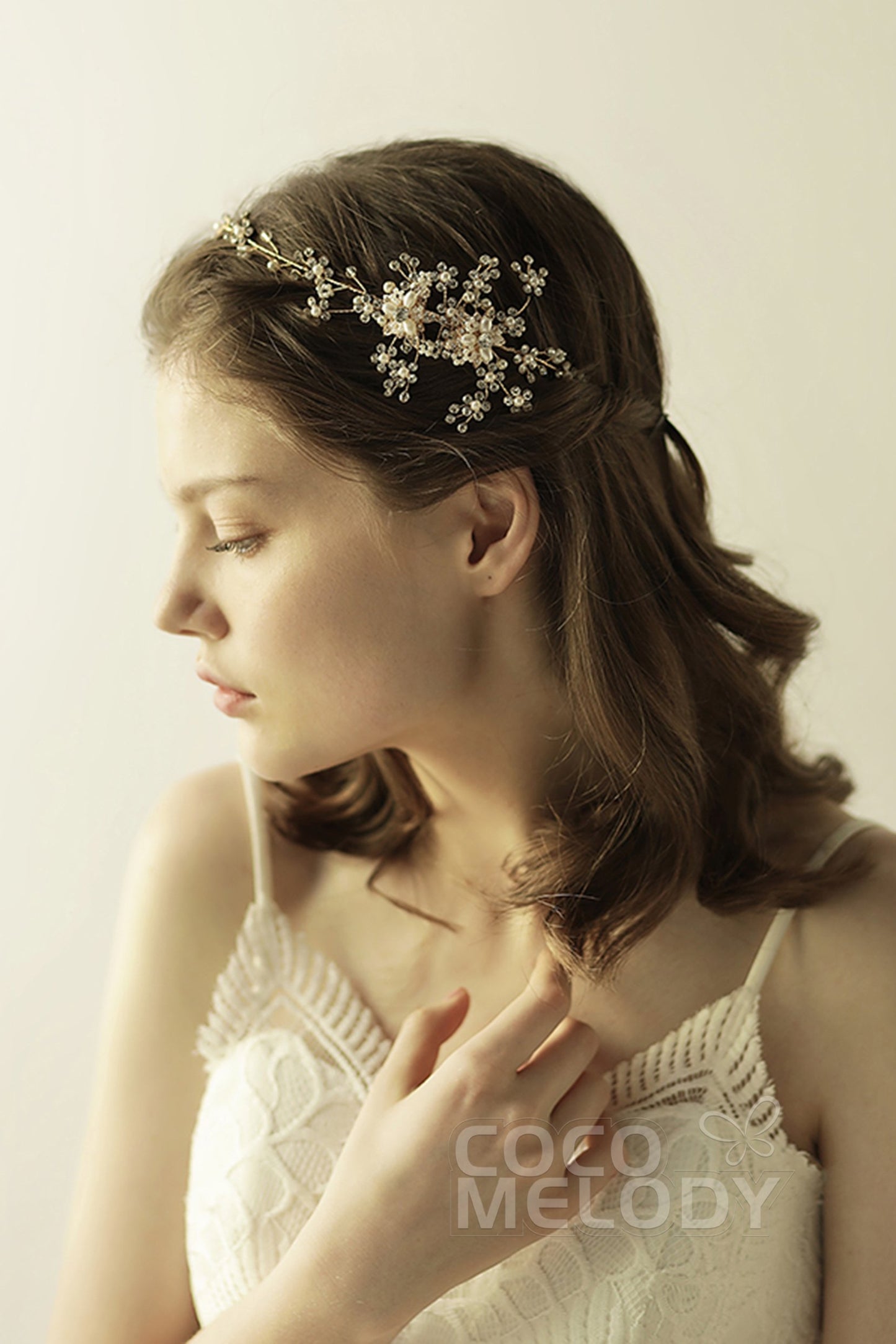 Alloy Headbands with Pearl and Rhinestone CH0310