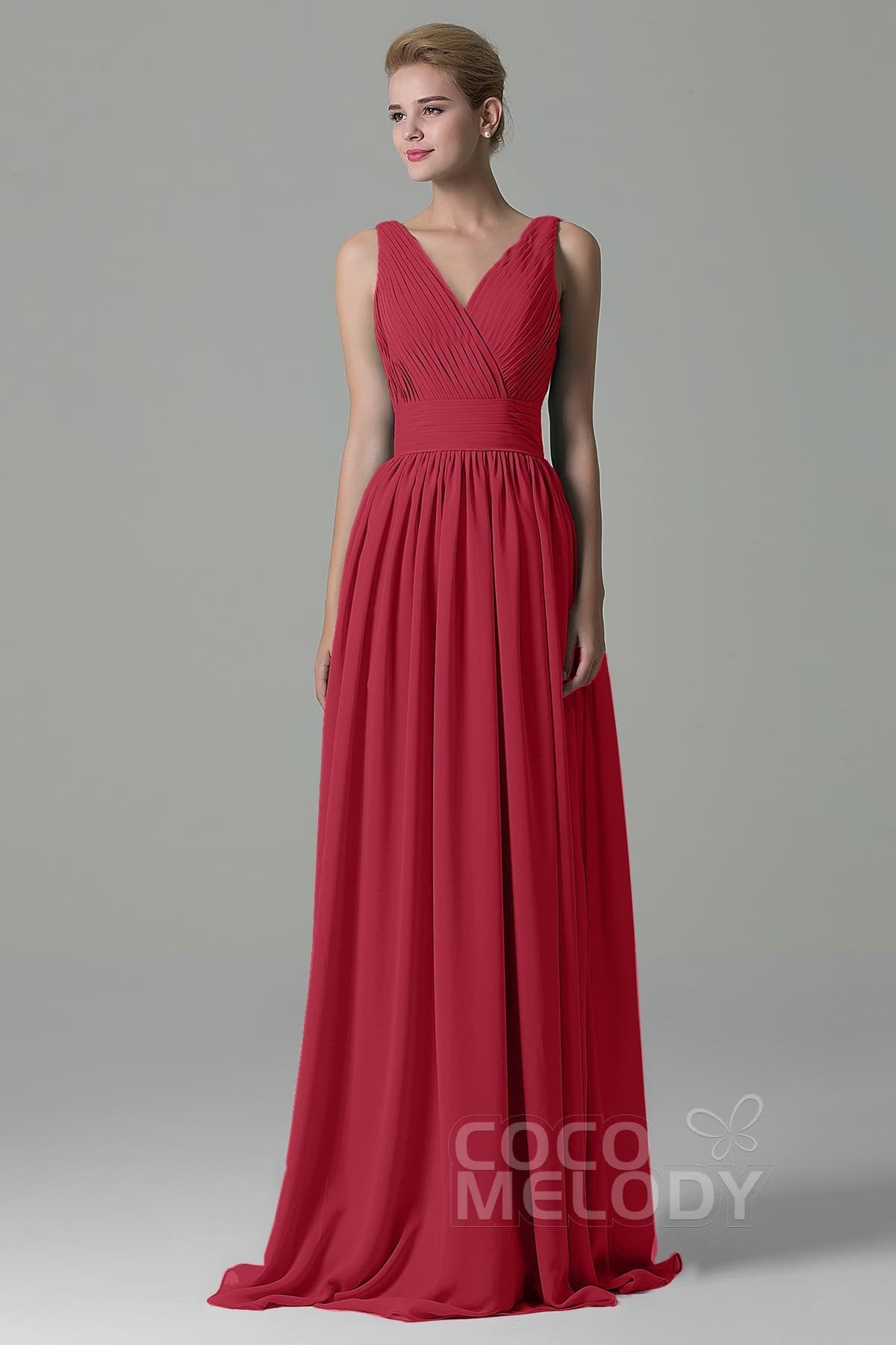 COCOMELODY Sheath Floor Length Chiffon Bridesmaid Dress COAF1500A 