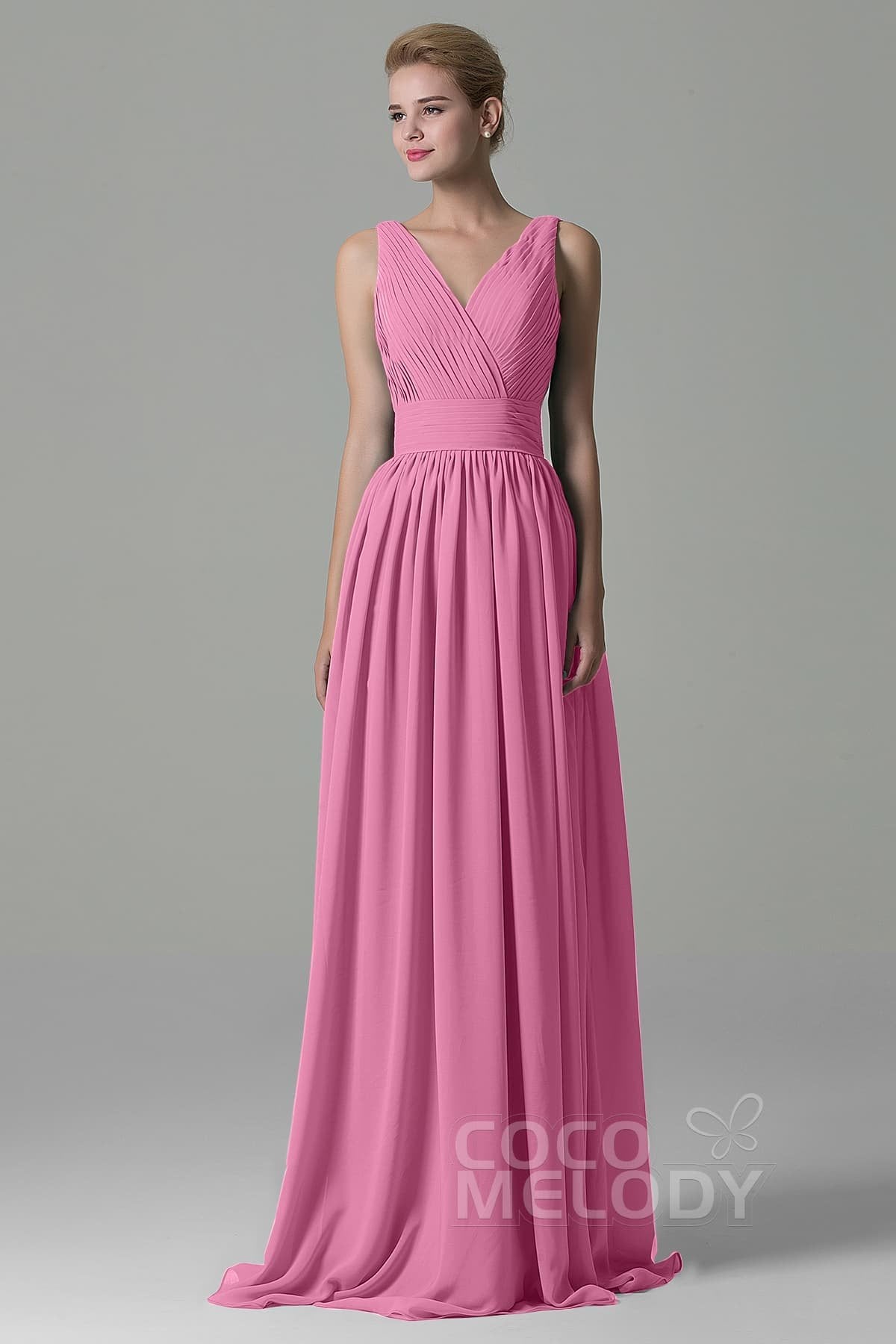 COCOMELODY Sheath Floor Length Chiffon Bridesmaid Dress COAF1500A 