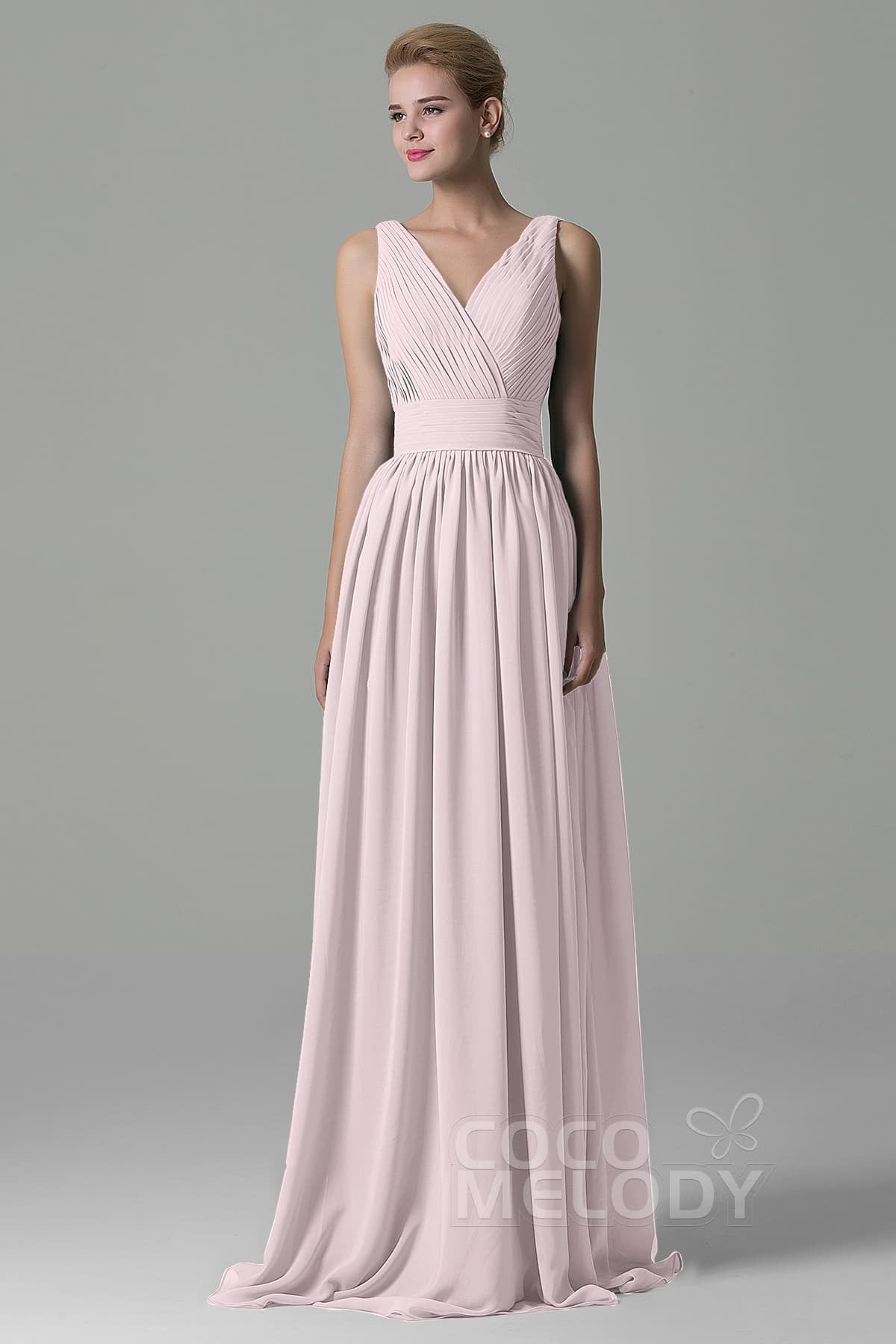 COCOMELODY Sheath Floor Length Chiffon Bridesmaid Dress COAF1500A 