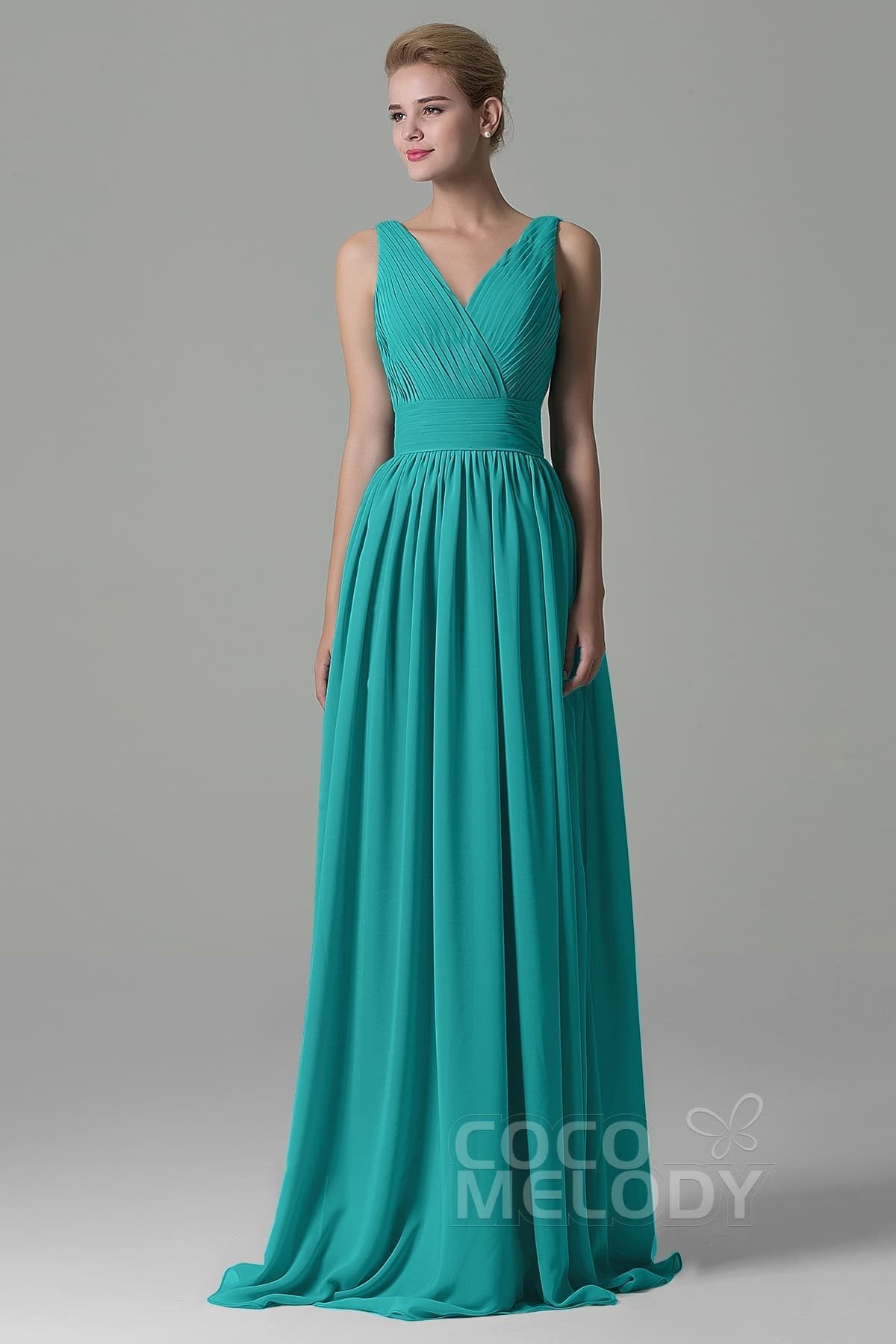 COCOMELODY Sheath Floor Length Chiffon Bridesmaid Dress COAF1500A 