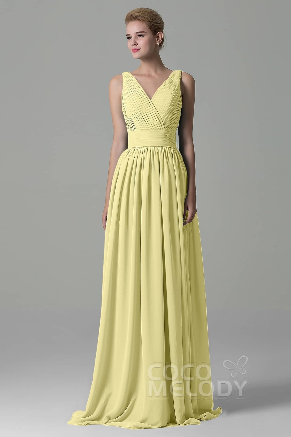 COCOMELODY Sheath Floor Length Chiffon Bridesmaid Dress COAF1500A 