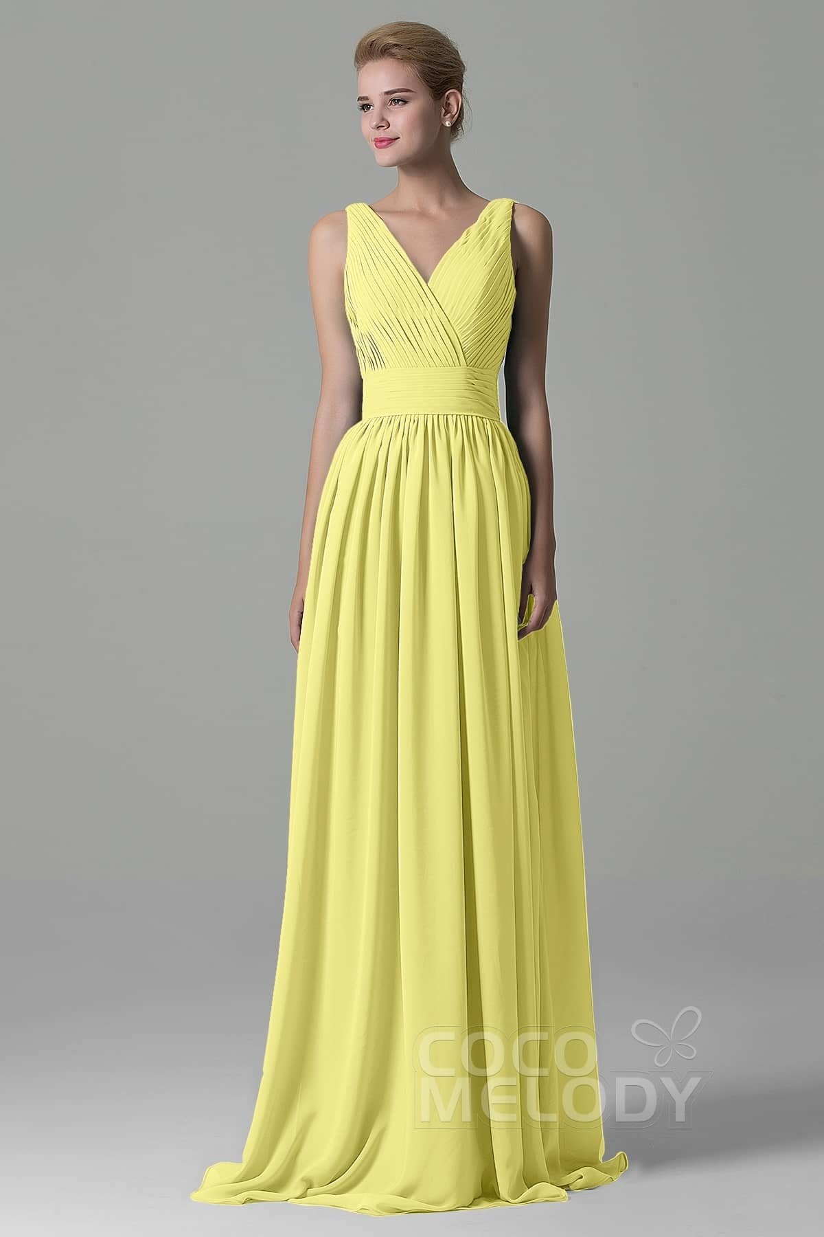 COCOMELODY Sheath Floor Length Chiffon Bridesmaid Dress COAF1500A 