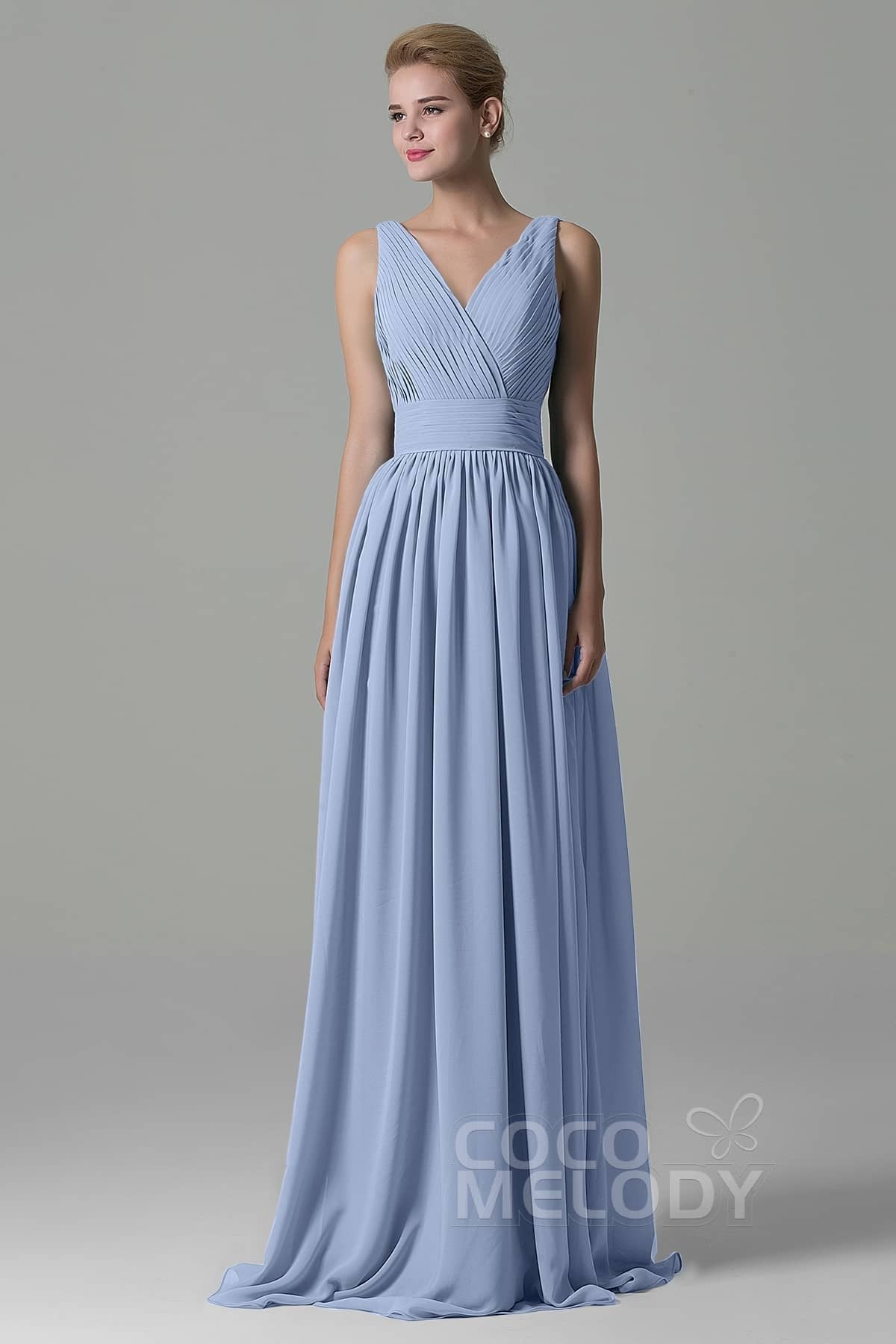 COCOMELODY Sheath Floor Length Chiffon Bridesmaid Dress COAF1500A 