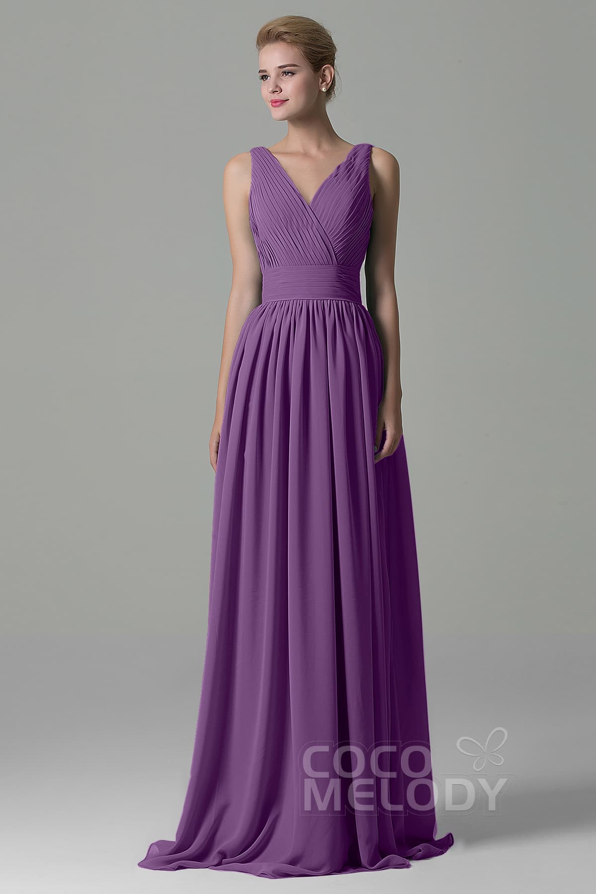 COCOMELODY Sheath Floor Length Chiffon Bridesmaid Dress COAF1500A 