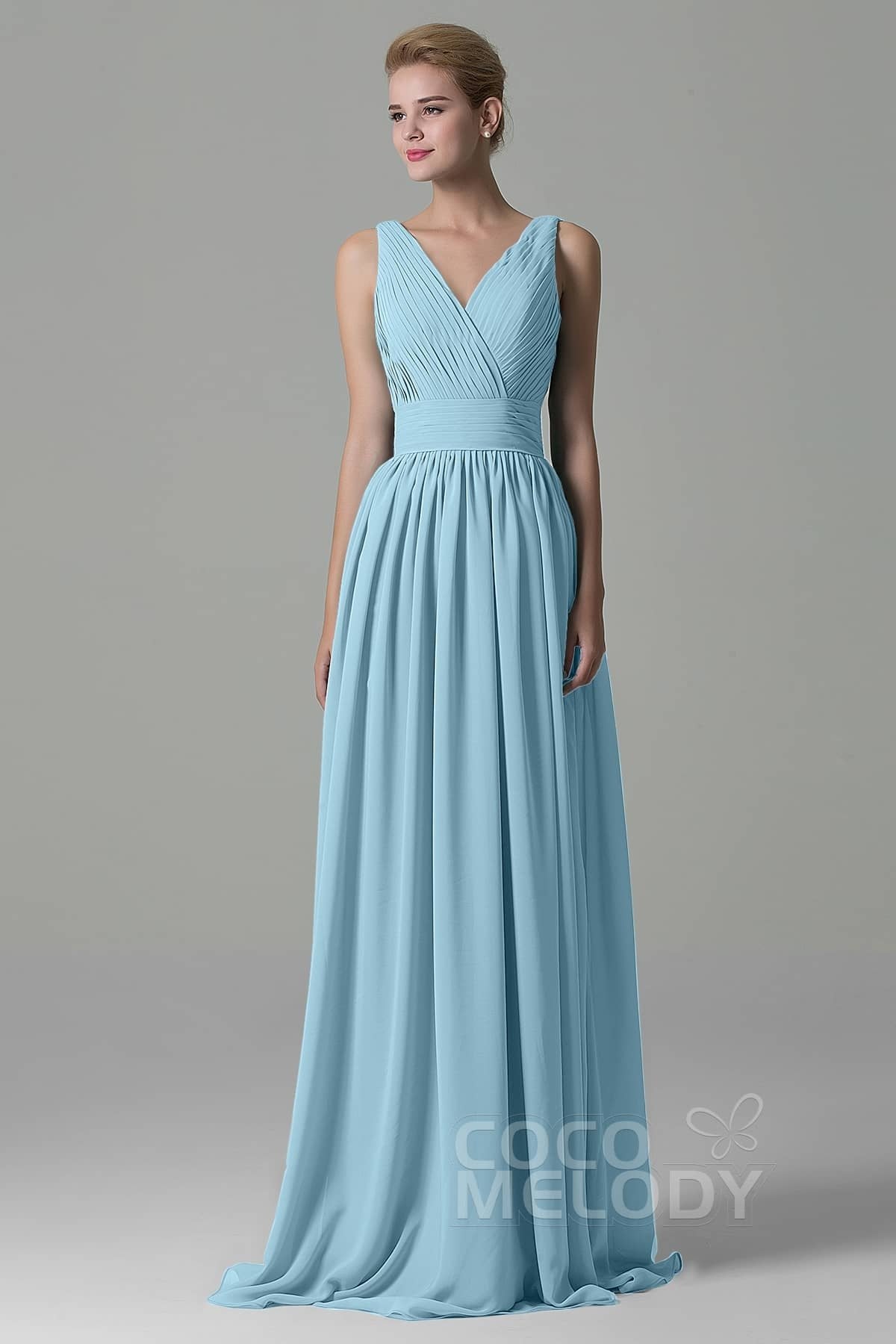 COCOMELODY Sheath Floor Length Chiffon Bridesmaid Dress COAF1500A 