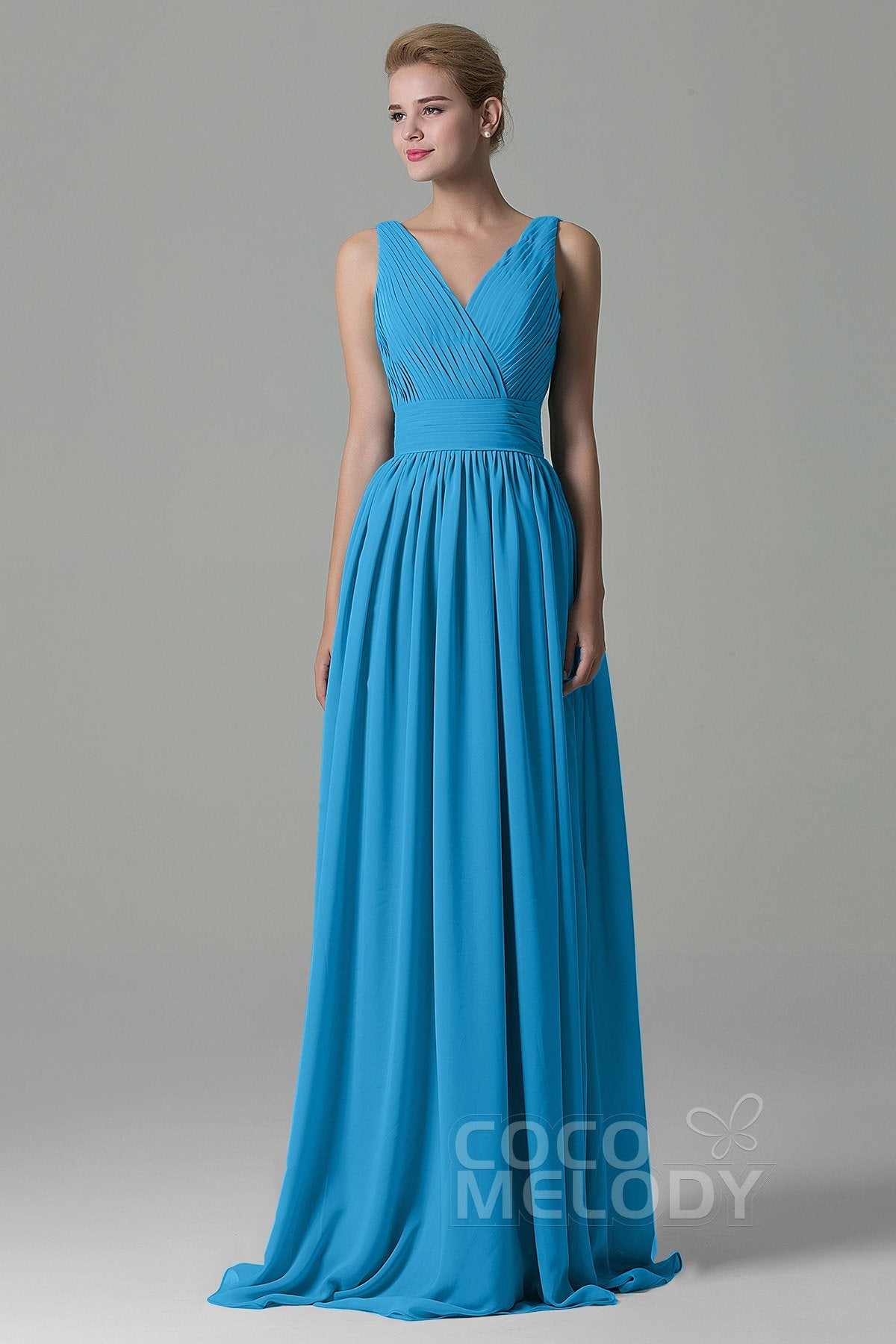 COCOMELODY Sheath Floor Length Chiffon Bridesmaid Dress COAF1500A 