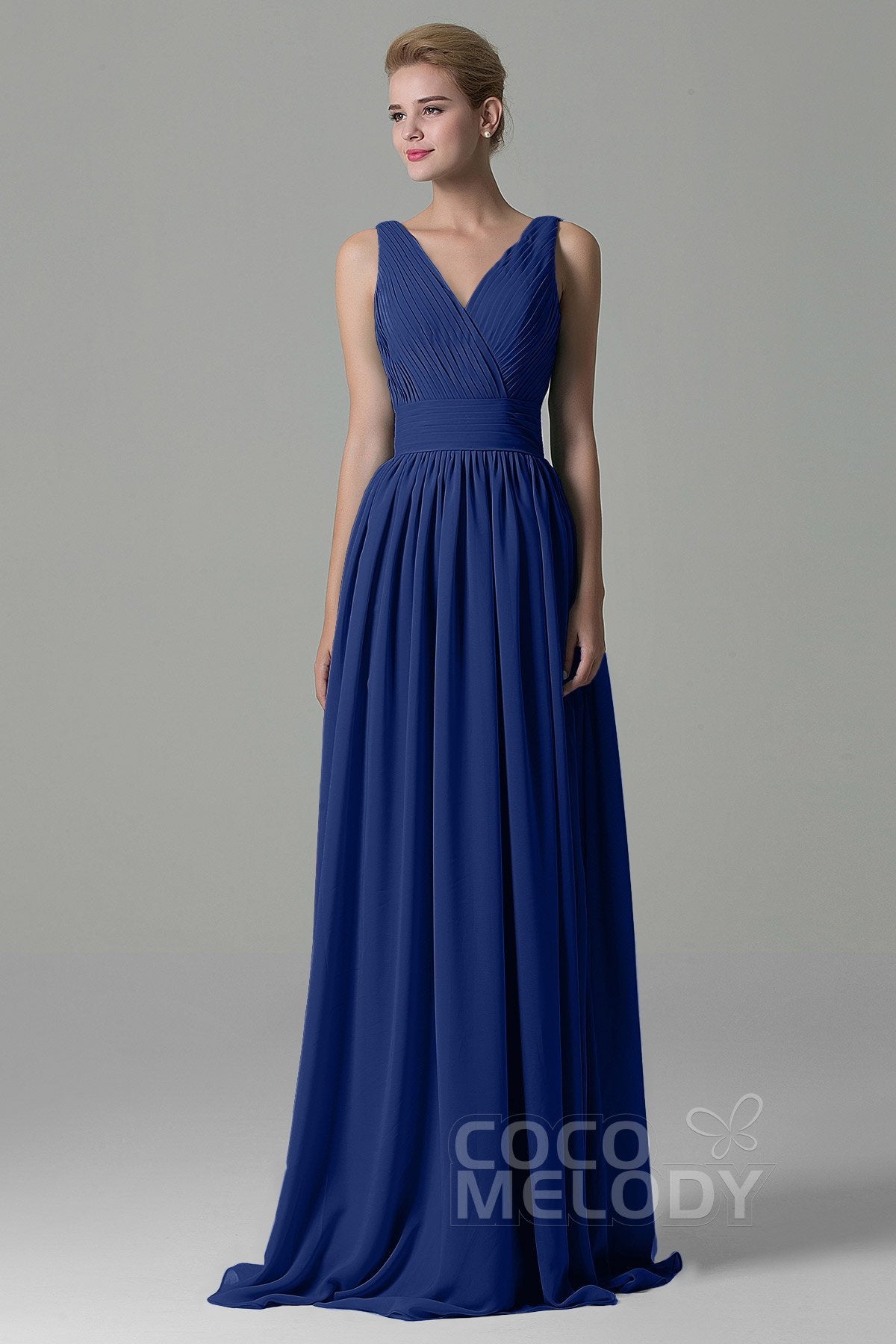 COCOMELODY Sheath Floor Length Chiffon Bridesmaid Dress COAF1500A 