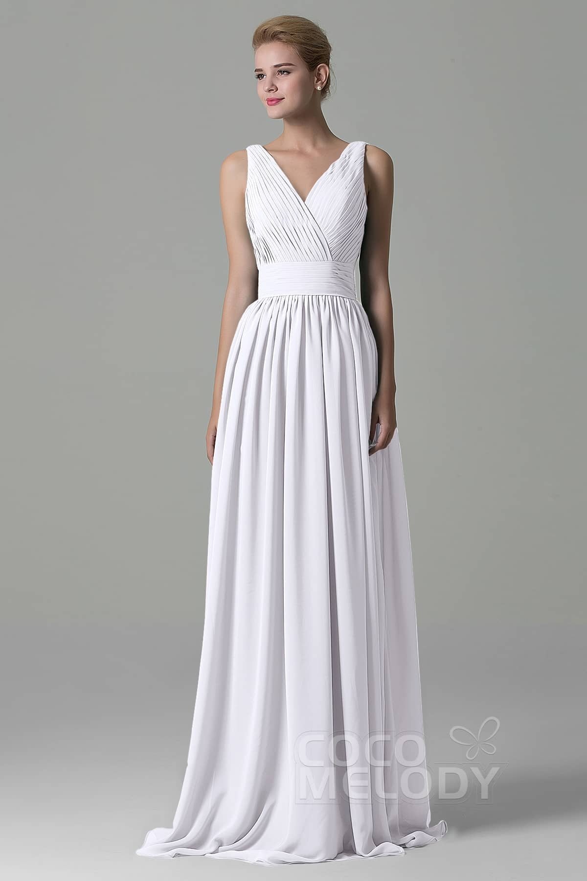 COCOMELODY Sheath Floor Length Chiffon Bridesmaid Dress COAF1500A 